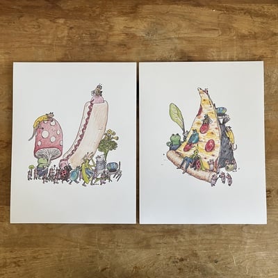 "bugs-pizza" original illustration by robbie guertin