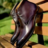 Brown Chukka Boots for Men's Ankle High Leather Boots - Thumbnail 1