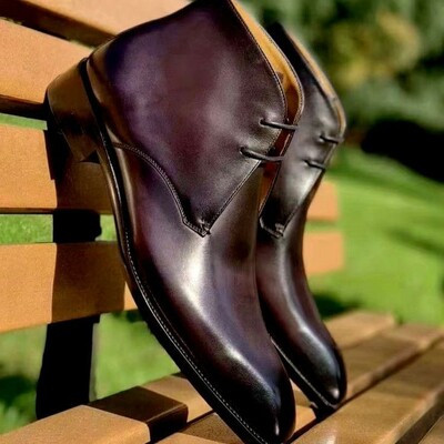 Brown chukka boots for men's ankle high leather boots