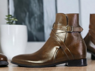 Men's Bespoke Brown Jodhpurs Ankle High Boot, Fashion Boot