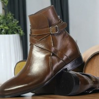 Men's Bespoke Brown Jodhpurs Ankle High Boot, Fashion Boot - Thumbnail 1
