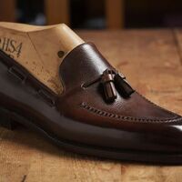 Brown Cow Leather Tassels Design Formal Loafers Moccasin Shoes For Men's - Thumbnail 1