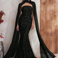 Mock Neck Cloak Sleeve Sequin Formal Dress,Simple Prom Dresses,2024 Cheap Evening Dresses,1667  - Thumbnail 3