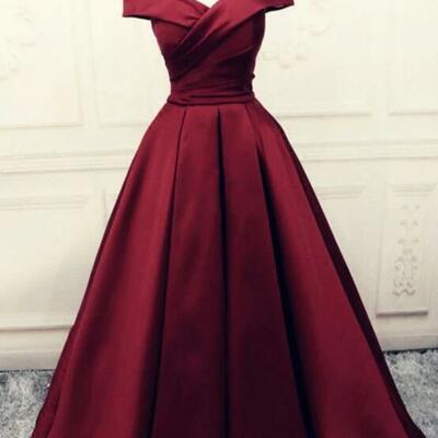 A line burgundy stain prom dresses
