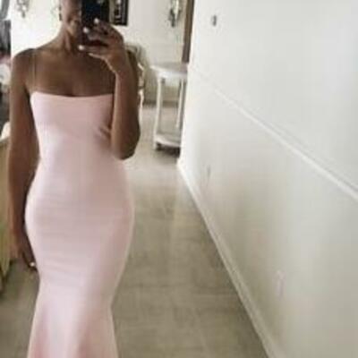 A line sheath pink stain prom dresses