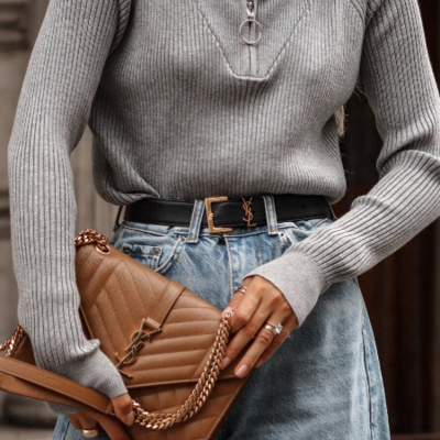 Solid color temperament long sleeve knitted sweater