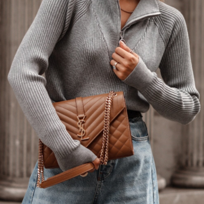 Solid color temperament long sleeve knitted sweater