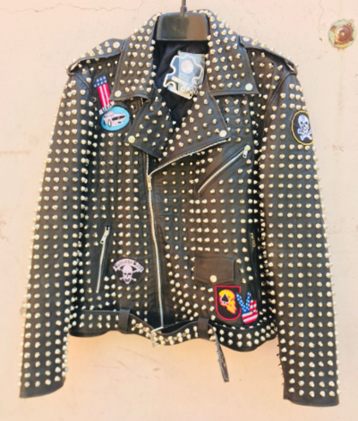 Crafted Leather New Handmade Men's Punk Style Golden Studded Adorable Leather Jacket