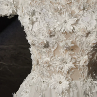 White A Line Off the Shoulder Flowers and Tulle Formal Dress, Beautiful Long Evening Party Dress KPP1646 - Thumbnail 1