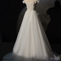 White A Line Off the Shoulder Flowers and Tulle Formal Dress, Beautiful Long Evening Party Dress KPP1646 - Thumbnail 4