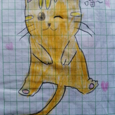 Hand  painting cat handmade drawing