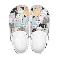 Classic cat clogs slippers, lightweight cat pattern slippers, rubber clogs, men's - women's clog, comfortable slippers for cat lovers