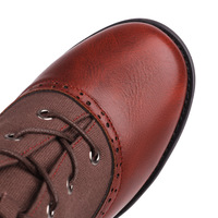 Vintage Burgundy Brogue Heeled Booties - Thumbnail 4