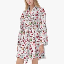 Adorable - soft women's cupcake bathrobe, muffin dressing gown cozy, warming robe