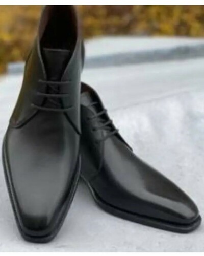 Black Chukka Boots for Men’s Ankle High Leather Boots