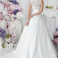 Romantic White Two Pieces A Line Lace Wedding Dresses with Detachable Skirt Vestidos De Noiva Spring Crew Neck Short Dance Bridal Gowns - Thumbnail 3