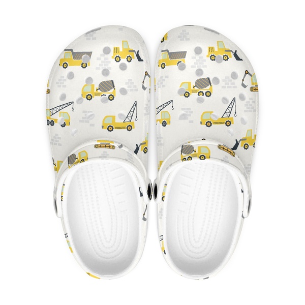 Classic clogs with construction site vehicles, model men's - women's clogs, unisex construction truck slippers, comfortable clogs indoor - outdoor