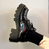 Stunning England Patent Leather Lace Up Thick Platform Block Heels Shoes Party Dance Gothic Girlystyle Amazing - Thumbnail 3