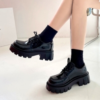 Stunning England Patent Leather Lace Up Thick Platform Block Heels Shoes Party Dance Gothic Girlystyle Amazing - Thumbnail 4