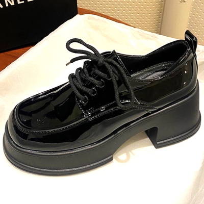 Stunning england patent leather lace up thick platform extremely high block heels shoes party dance gothic girlystyle amazing