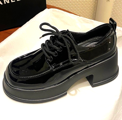 Stunning England Patent Leather Lace Up Thick Platform Extremely High Block Heels Shoes Party Dance Gothic Girlystyle Amazing