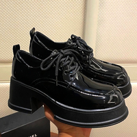 Stunning England Patent Leather Lace Up Thick Platform Extremely High Block Heels Shoes Party Dance Gothic Girlystyle Amazing - Thumbnail 1
