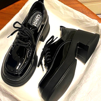 Stunning England Patent Leather Lace Up Thick Platform Extremely High Block Heels Shoes Party Dance Gothic Girlystyle Amazing - Thumbnail 3