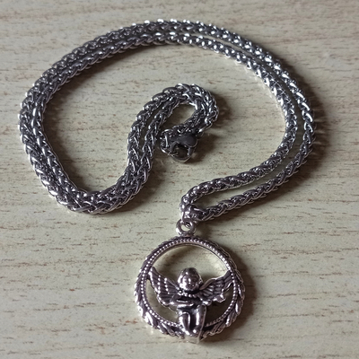 Punkrock angel cupid silver necklace god of love for women and men unique amazing