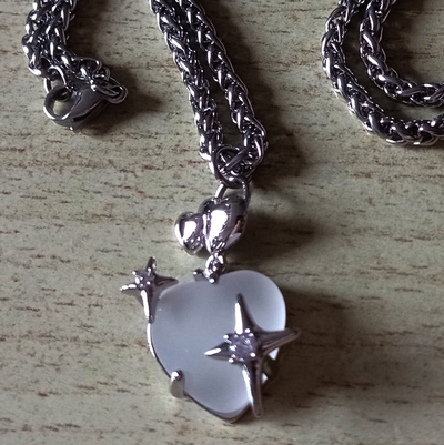 Punk Cute Tiny Heart Galaxy Studded Zircon Gems Silver Necklace Y2K Streetwear Handmade For Women And Men Unique Amazing