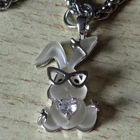 Punk Cute Tiny Bunny Studded Zircon Heart Gems With Glasses Silver Necklace Y2K Streetwear Handmade For Women And Men Unique Amazing - Thumbnail 1