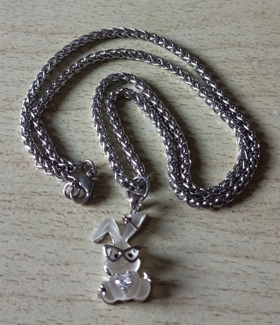 Punk Cute Tiny Bunny Studded Zircon Heart Gems With Glasses Silver Necklace Y2K Streetwear Handmade For Women And Men Unique Amazing