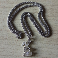 Punk Cute Tiny Bunny Studded Zircon Heart Gems With Glasses Silver Necklace Y2K Streetwear Handmade For Women And Men Unique Amazing - Thumbnail 4