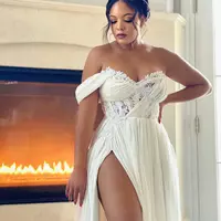 Wedding Dresses Side Split Chiffon Sweetheart Boho vestido de novia African Beach Bridal Wedding Dress - Thumbnail 1