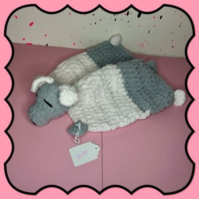 Crocheted gray pig lovie