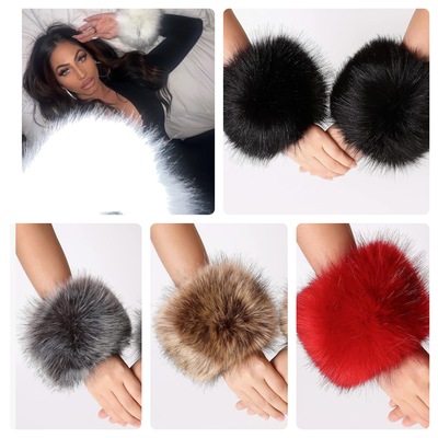 Faux Fur Accent Cuffs-TD