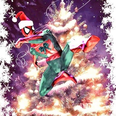 Spider-man christmas canvas paper print