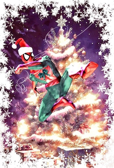 Spider-Man Christmas Canvas Paper Print