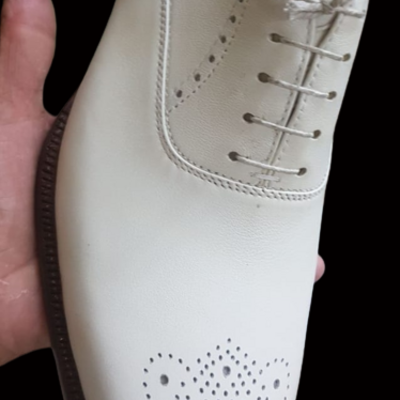 Crafted leather white genuine leather men oxford dress shoes - Thumbnail 5