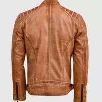 WAXED TAN LEATHER JACKET - Thumbnail 1