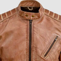 WAXED TAN LEATHER JACKET - Thumbnail 3