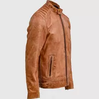 WAXED TAN LEATHER JACKET - Thumbnail 2