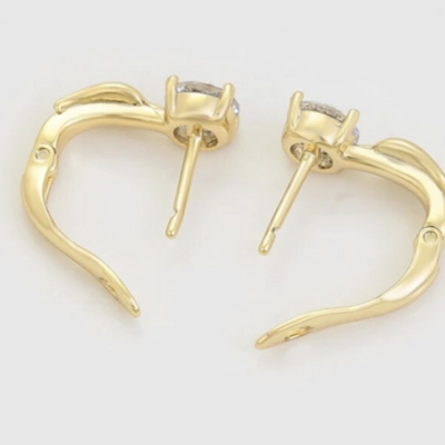 Clear cz gold hoop earrings