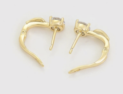 clear cz gold hoop earrings