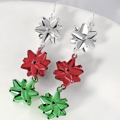 Christmas bow earrings dangly