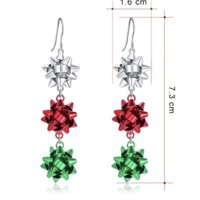 christmas bow earrings dangly - Thumbnail 2