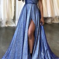 Sexy V-Neck Spaghetti Straps A-Line Prom Dress - Thumbnail 1