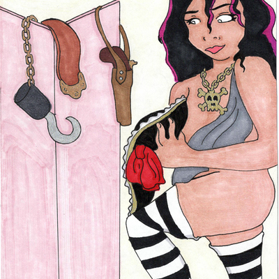 Boudoir pirate lass original drawing