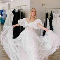 Princess Off The Shoulder Tulle Long Evening Prom Dress - Thumbnail 5