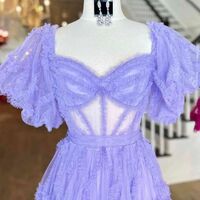 Princess Off The Shoulder Tulle Long Evening Prom Dress - Thumbnail 8