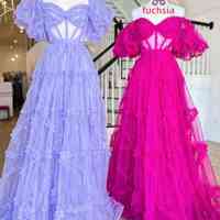Princess Off The Shoulder Tulle Long Evening Prom Dress - Thumbnail 9